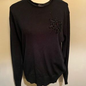 Vintage Knitivo Sweater Beaded Sequin Snowflake